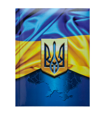 Записна книжка UKRAINE, А5, 80 арк., клітинка, тверда обкладинка, гл. ламінація з поролоном, темно-синя — Photo 1