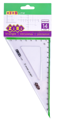 Косинець 140мм,90°/60° з салатовою смужкою, блістер, KIDS Line — Photo 1