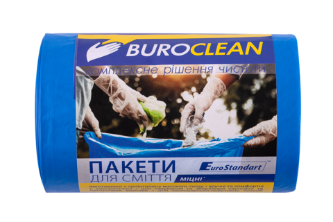 Пакети для сміття 60л/40 шт, 600х800мм, міцні, сині, 21мкм,ПВТ (LDPE). BuroClean EuroStandart — Photo 1