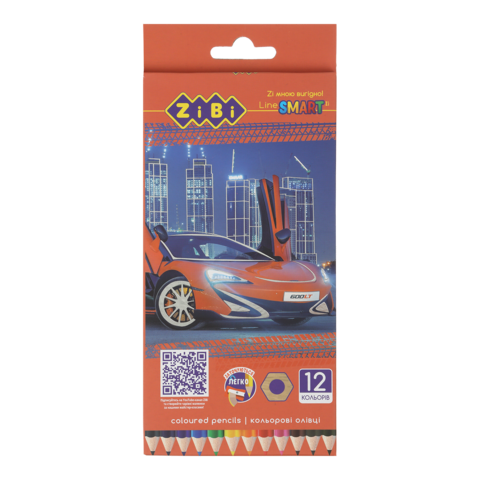 Олівці кольорові, 12кол., МАШИНКА, шестигранний, SMART Line — Photo 1