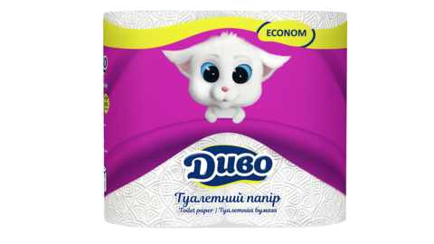 Папір туалетний целюлозний "Диво" Econom, 4 рул., 2-х шар., біла — Photo 1