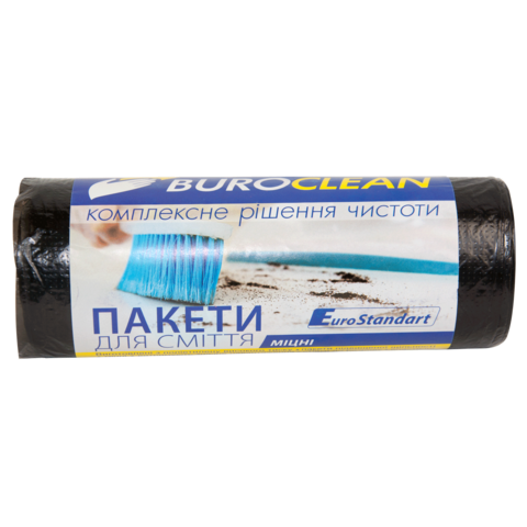 Пакети для сміття 60л/20шт,600х800мм, міцні, чорні,18мкм, ПВТ (LDPE) BuroClean EuroStandart — Photo 1