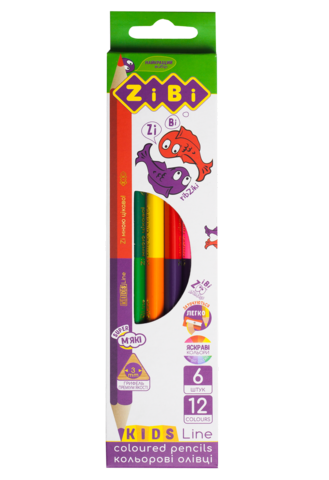 Кольорові олівці Double, 6 шт. (12 кольорів), KIDS Line — Photo 1