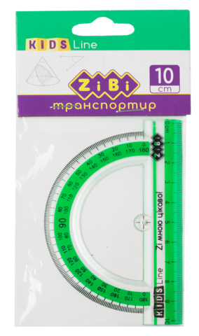 Транспортир 100мм, з салатовою смужкою, блістер, KIDS Line — Photo 1