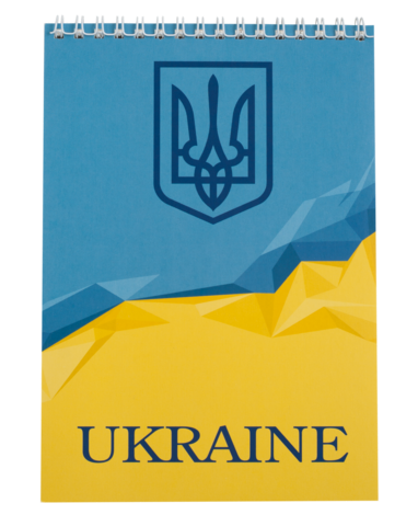 Блокнот на пружині зверху UKRAINE, А-5, 48арк., клітинка, картонна обкладинка, блакитний — Photo 1