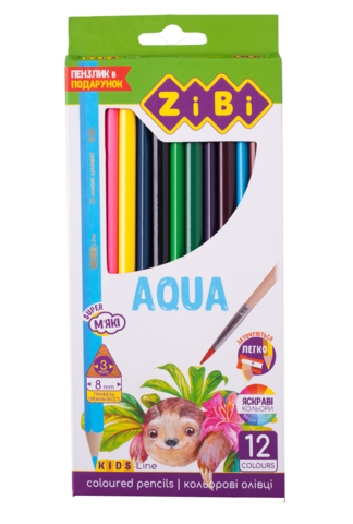 Олівці кольорові акварельні AQUA, 12 шт., KIDS LINE — Photo 1