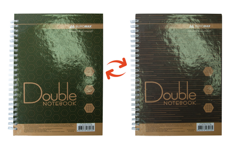 Книга записна DOUBLE А5, 96 арк., клітинка, тверда ламінована обкладинка, зелена / коричнева — Photo 1