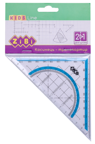 Косинець 2 в 1,140мм, 90 ° / 45 °, з блакитною смужкою, блістер, KIDS Line — Photo 1