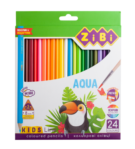 Олівці кольорові акварельні AQUA, 24 шт., KIDS LINE — Photo 1