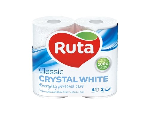 Папір туал. "Classic" 4 рул., На гільзі, 2-х сл., Білий RUTA — Photo 1