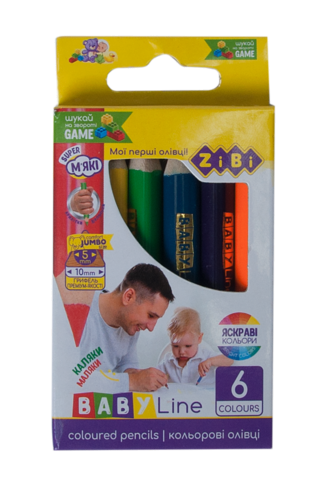 Кольорові олівці mini JUMBO, 6 кольорів, BABY Line — Photo 1