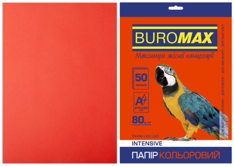Папір кольоровий INTENSIVE, червоний, 50 арк., А4, 80 г/м² — Photo 1