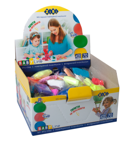 Повітряний пластилін 70*6г, 24 кол., в шоубоксі, BABY Line — Photo 1
