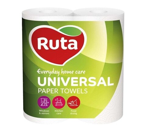 Рушники целюлозні "Universal", по 2 рул., На гільзі, 2-х сл., Білий RUTA — Photo 1