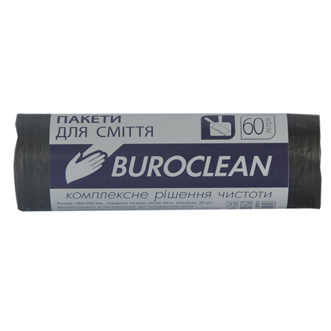 Пакети для сміття 60л/40шт, чорні BuroClean ECO — Photo 1