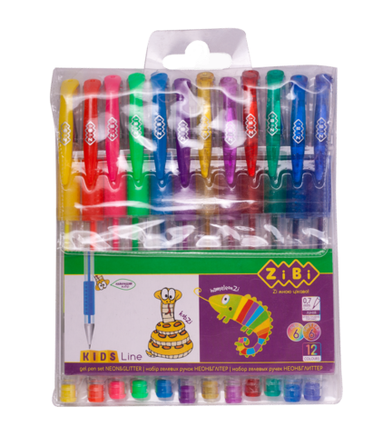 Набір з 12 гелевых ручек, NEON & GLITTER, в пластиковому пеналі, KIDS Line — Photo 1
