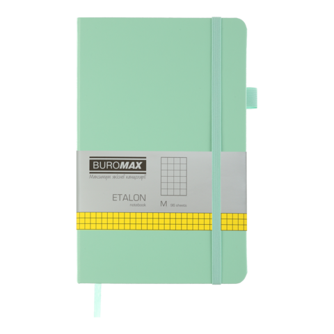 Книга записна ETALON 125*195, 96 арк., клітинка, обкл. штучна шкіра, м´ятний — Photo 1
