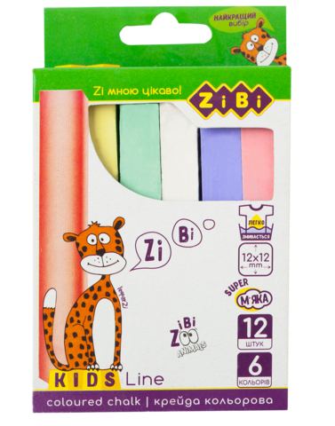 Крейда кольорова квадратна, 12 шт., картонна коробка, KIDS Line — Photo 1