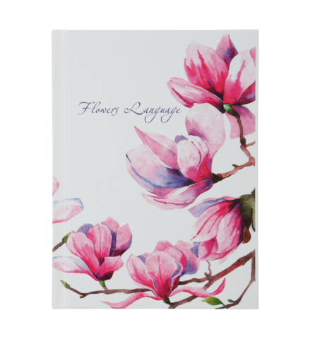 Записна книжка FLOWERS LANGUAGE, А6, 64 арк., клітинка, тверда обкладинка, мат. ламінація+лак, рожева — Photo 1