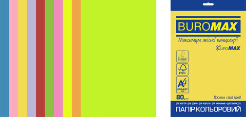 Набір кольорового паперу NEON+INTENSIVE, EUROMAX, 10 кол., 20 арк., А4, 80 г/м² — Photo 1