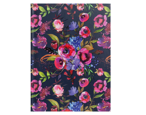 Записна книжка FLORA, А6, 64 арк., клітинка, тверда обкладинка, мат. ламінація+лак, темно-синя — Photo 1