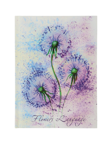 Записна книжка FLOWERS LANGUAGE, А6, 64 арк., клітинка, тверда обкладинка, мат. ламінація+лак, бузкова — Photo 1