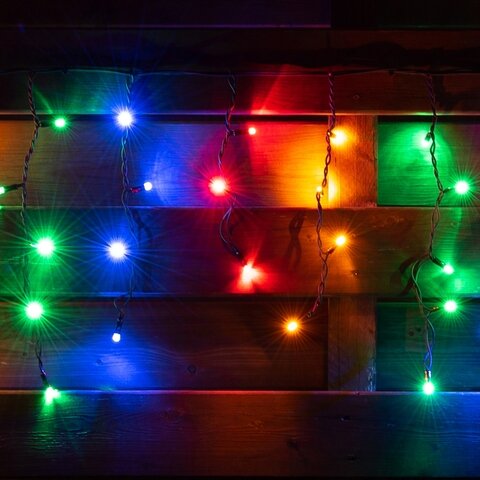 Електрогірлянда Novogod‘ko вулична Бахрома, 80 LED, IP65, різнокольорова, чорн. пров., 5,5 — Photo 1