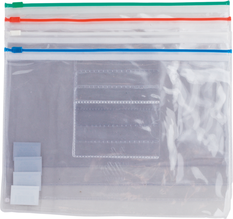 Папка - конверт, на блискавці zip-lock, А5, глянцевий прозорий пластик, кольорова, асорті — Photo 1
