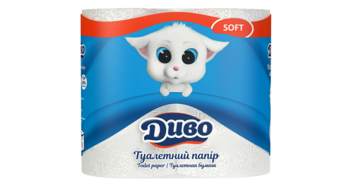 Папір туалетний целюлозний "Диво" Soft, 4 рул., 2-х шар., біла — Photo 1