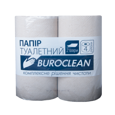 Папір туалетний макулатурний "Buroclean", 4 рулона, сіра — Photo 1