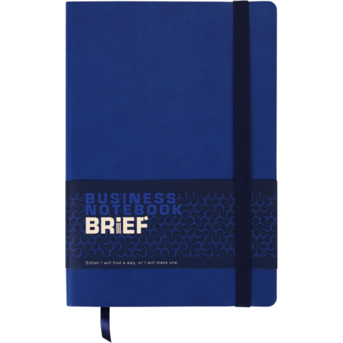 Блокнот діловий BRIEF, L2U, А5, 96 арк., нелінов., синій, шт.шкіра — Photo 1