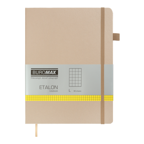 Книга записна ETALON 190*250, 96 арк., клітинка, обкл. штучна шкіра, золотий — Photo 1