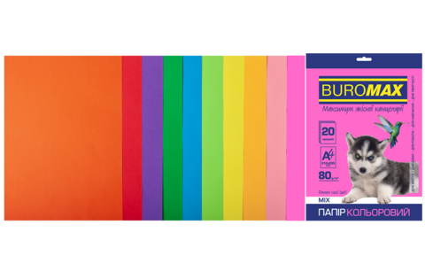 Набір кольорового паперу NEON+INTENSIVE, 10 кол., 20 арк., А4, 80 г/м² — Photo 1