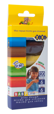 Тісто для ліплення 6*20г, 6 кол., в картоній упаковці, BABY Line — Photo 1