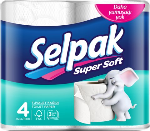 Папір туал. целюлоз. "Selpak" , по 4 рул., 3-х шар., білий — Photo 1