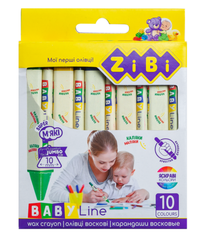 Олівці воскові JUMBO, 10 кольорів, тригранні, BABY Line — Photo 1