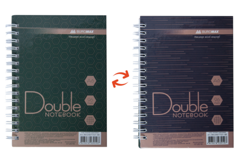 Книга записна DOUBLE, А6, 96 арк., клітинка, тверда ламінована обкладинка, зелена/коричнева — Photo 1