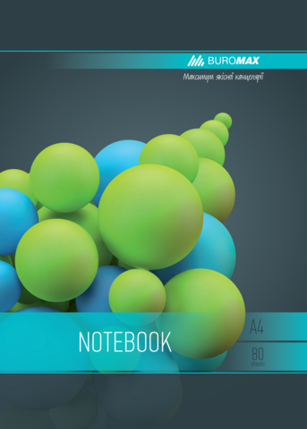 Зошит для нотаток SPHERE, А4, 80 арк., клітинка, картонна обкладинка, бірюзовий — Photo 1
