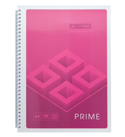 Зошит для нотаток PRIME, А4, 96 арк., клітинка, картонна обкладинка, рожевий — Photo 1