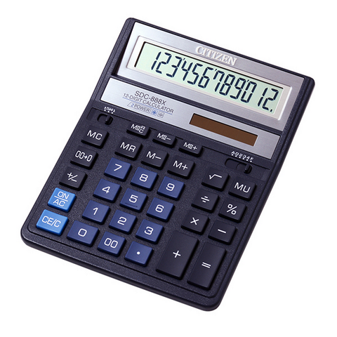 Калькулятор Citizen SDC-888 ХBL, 12 разрядів, синій — Photo 1