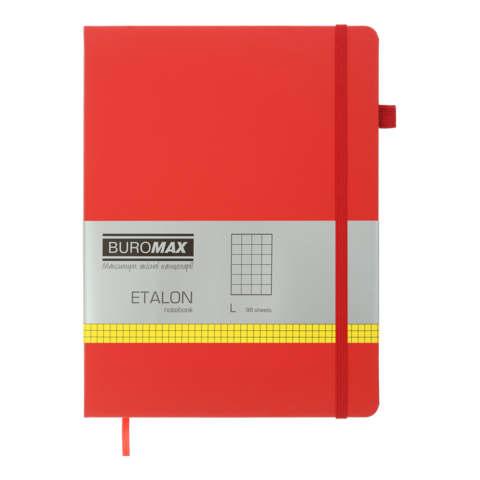 Книга записна ETALON 190*250, 96 арк., клітинка, обкл. штучна шкіра, червоний — Photo 1