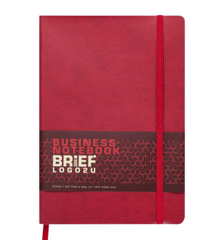 Блокнот діловий BRIEF, L2U, А5, 96 арк., клітинка, червоний, шт.шкіра — Photo 1