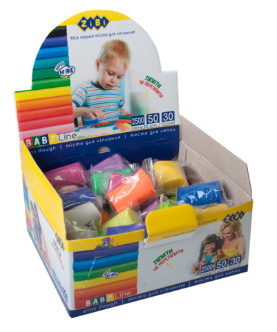 Тісто для ліпки 50 шт.*50 г, (30 кол.), в шоубоксі, BABY Line — Photo 1