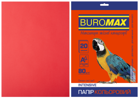 Папір кольоровий INTENSIVE, червоний, 20 арк., А4, 80 г/м² — Photo 1