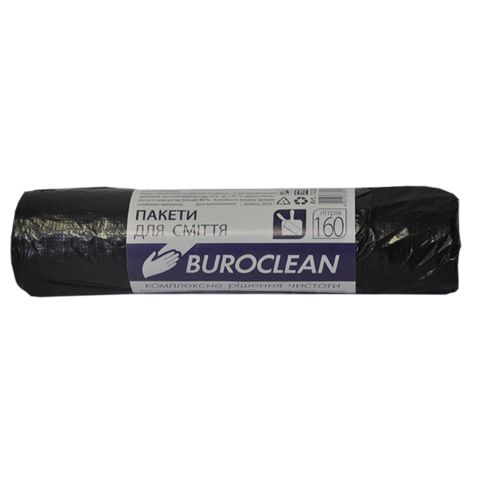 Пакети для сміття 160л/10шт,900х1050мм, чорні,22мкм, ПВТ (LDPE), BuroClean ECO — Photo 1