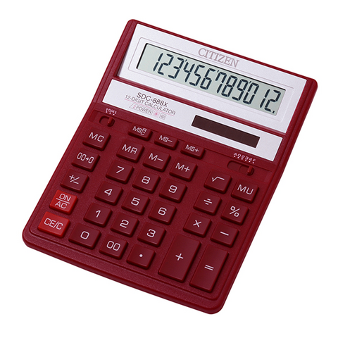 Калькулятор Citizen SDC-888 ХRD, 12 розрядів, червоний — Photo 1