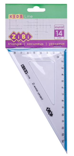 Косинець 140мм, 90°/60° з блакитною смужкою, блістер, KIDS Line