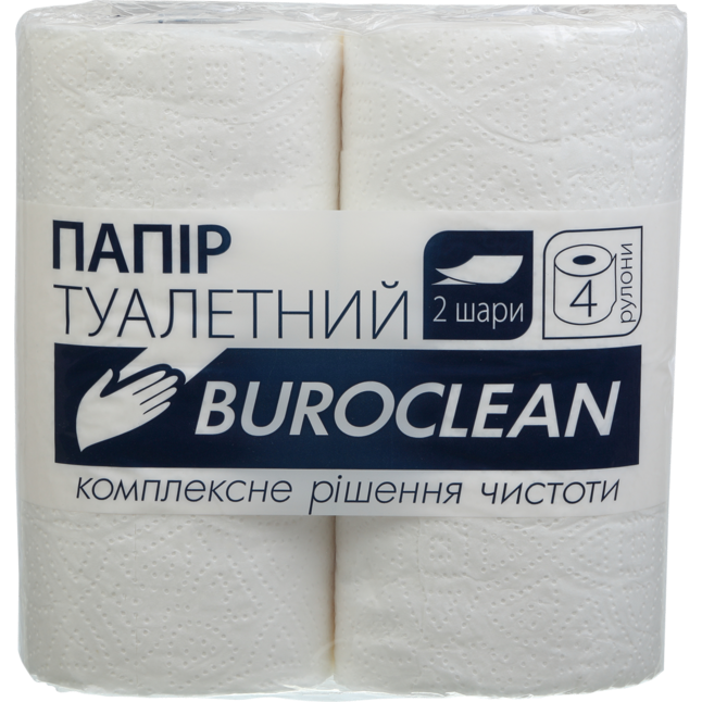 Папір туалетний целюлозний "Buroclean", 4 рулони, біла