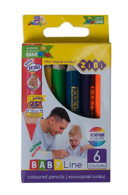 Кольорові олівці mini JUMBO, 6 кольорів, BABY Line
