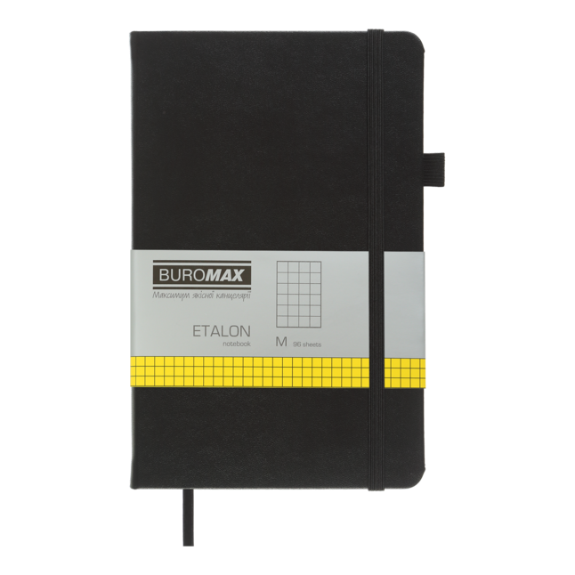 Книга записна ETALON 125*195, 96 арк., клітинка, обкл. штучна шкіра, чорний